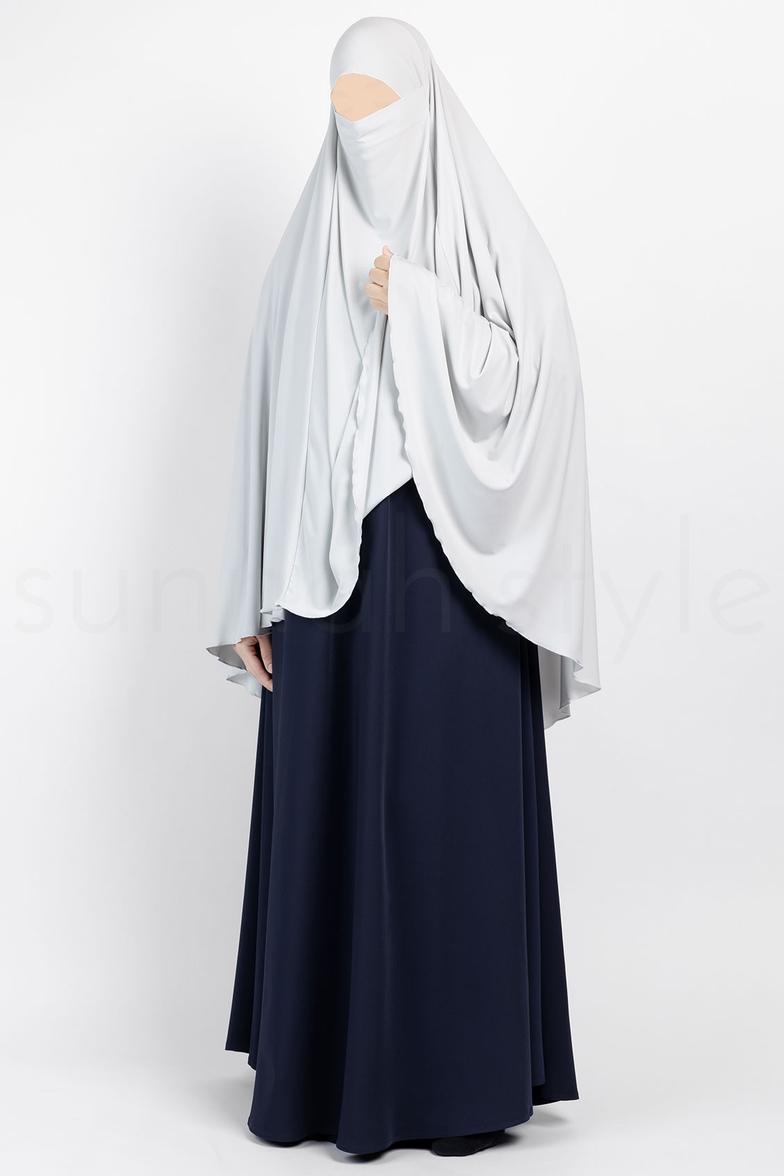 Sunnah Style Jersey Khimar Thigh Length Glacier Grey